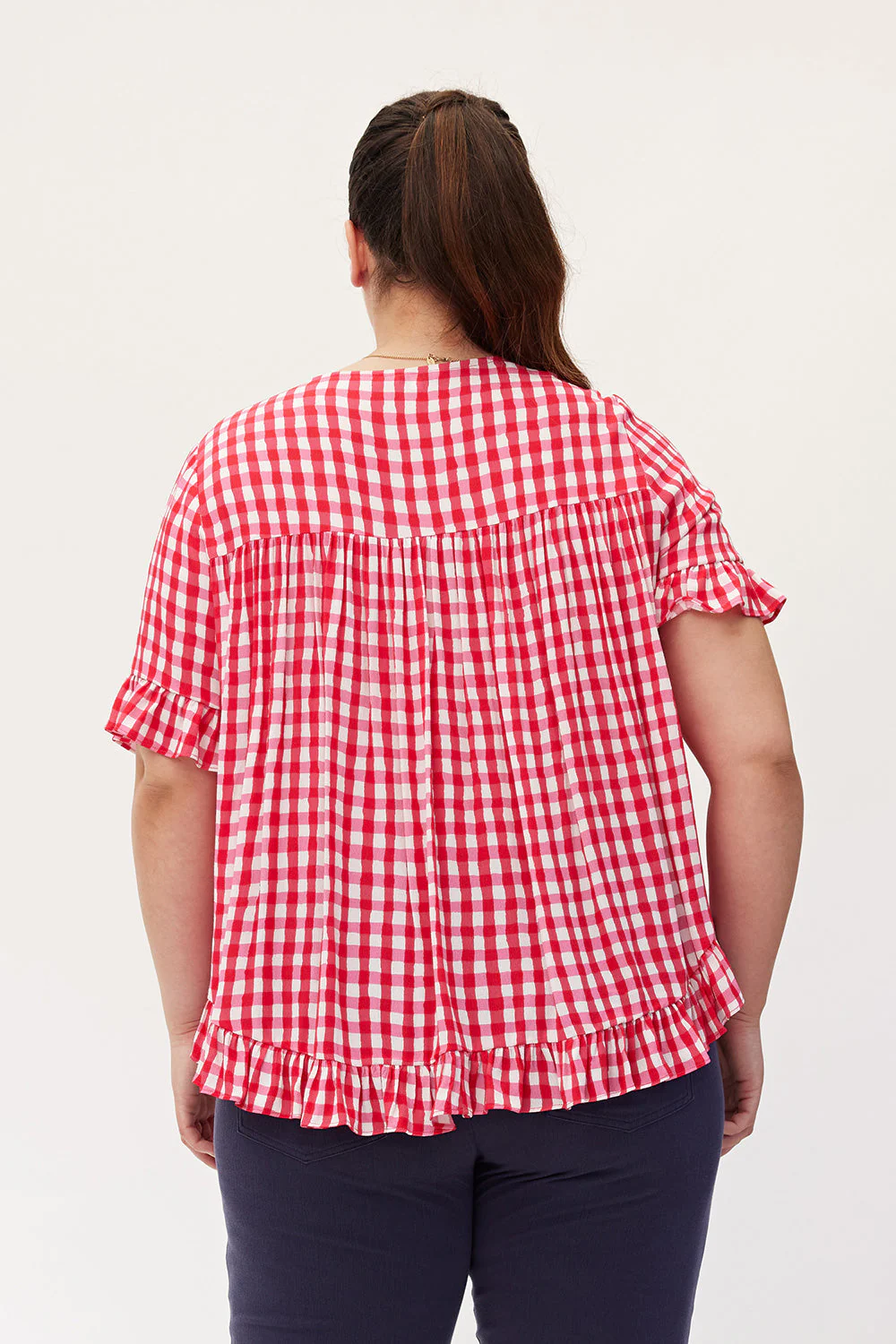 Lemon Tree Madelaine Top Cerise Check - Image 3