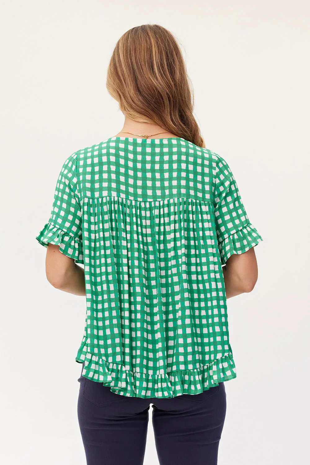Lemon Tree Madelaine Top Green Check - Image 4