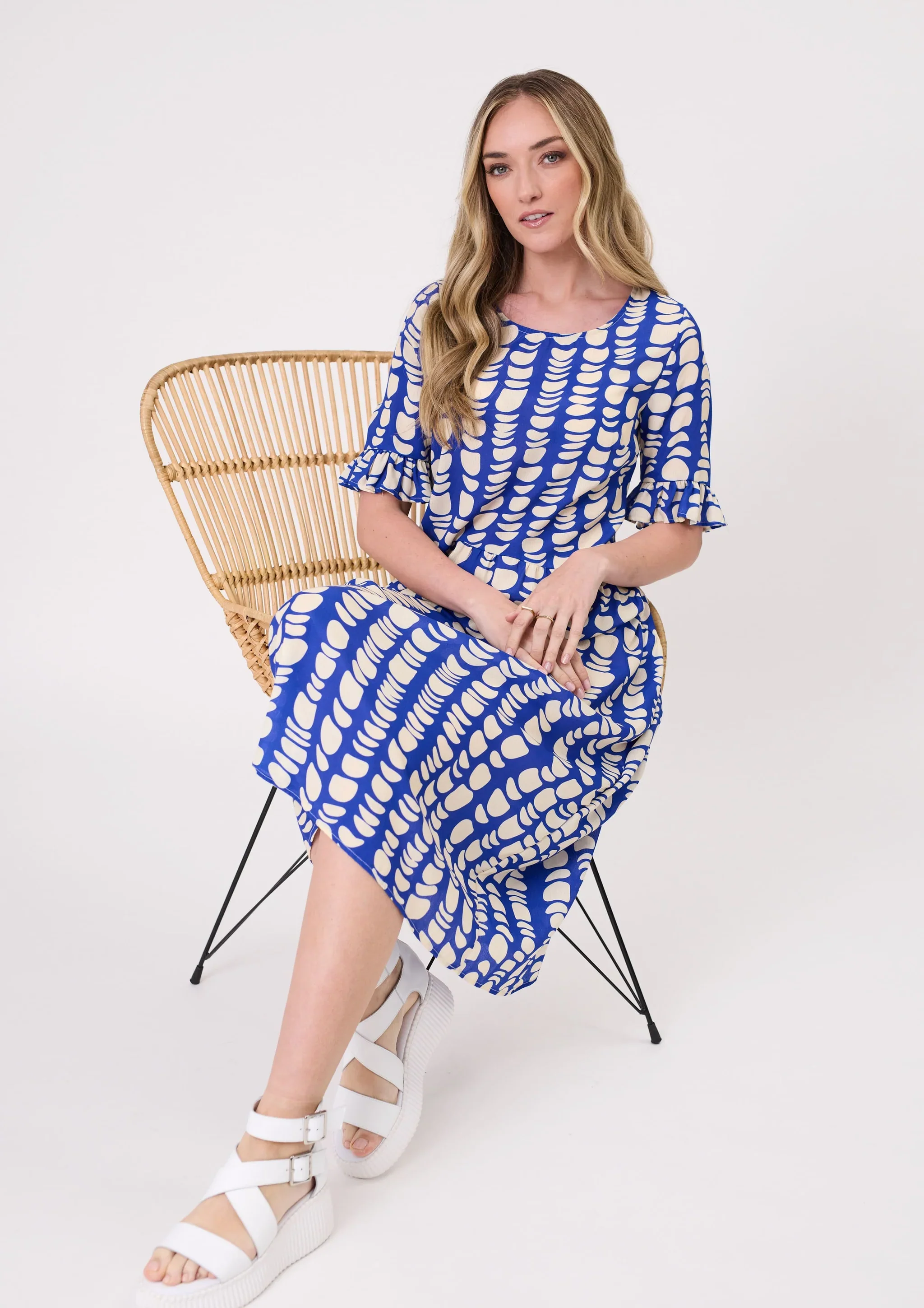 Lemon Tree Madonna Dress Cobalt Print - Image 2