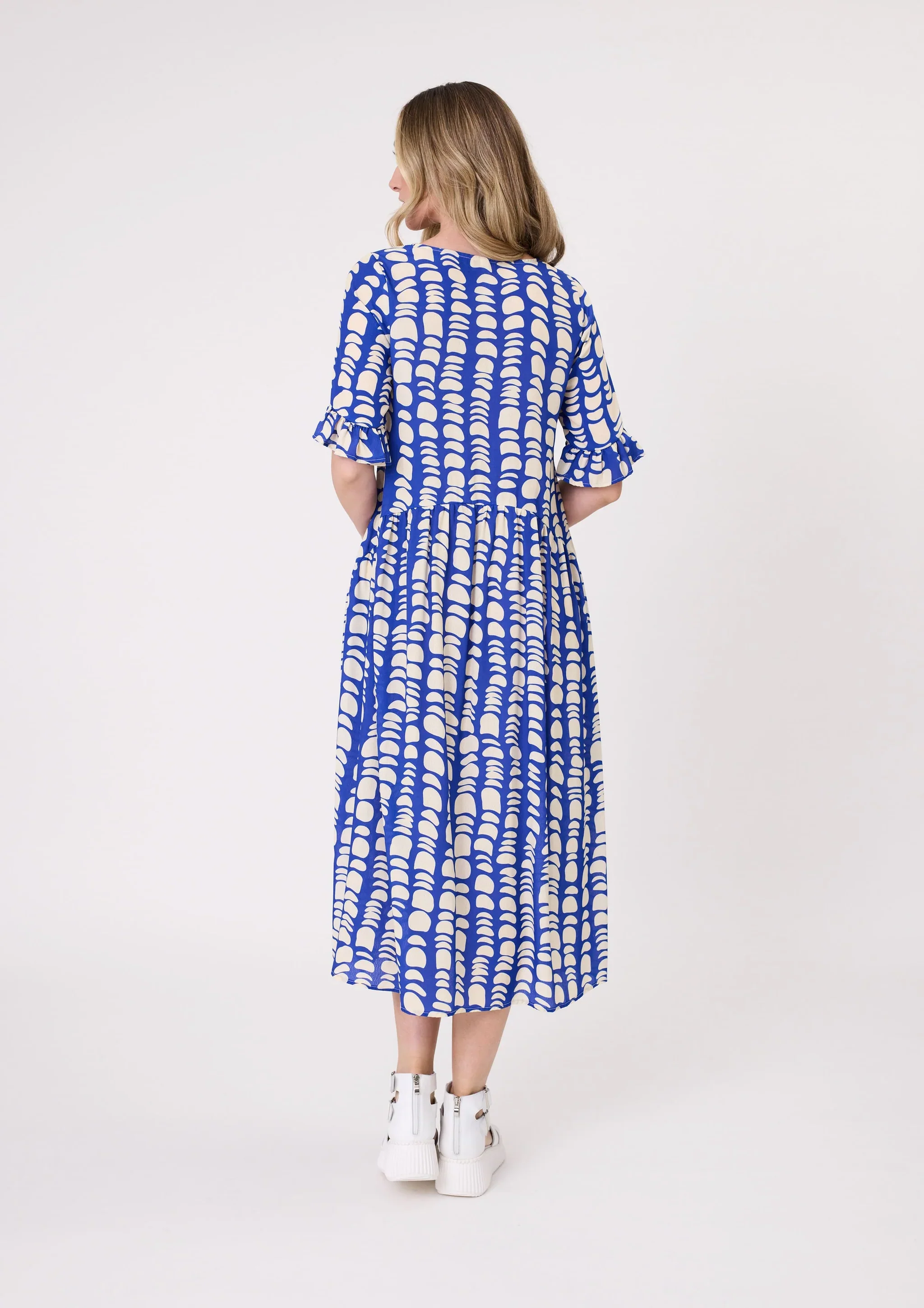 Lemon Tree Madonna Dress Cobalt Print - Image 3