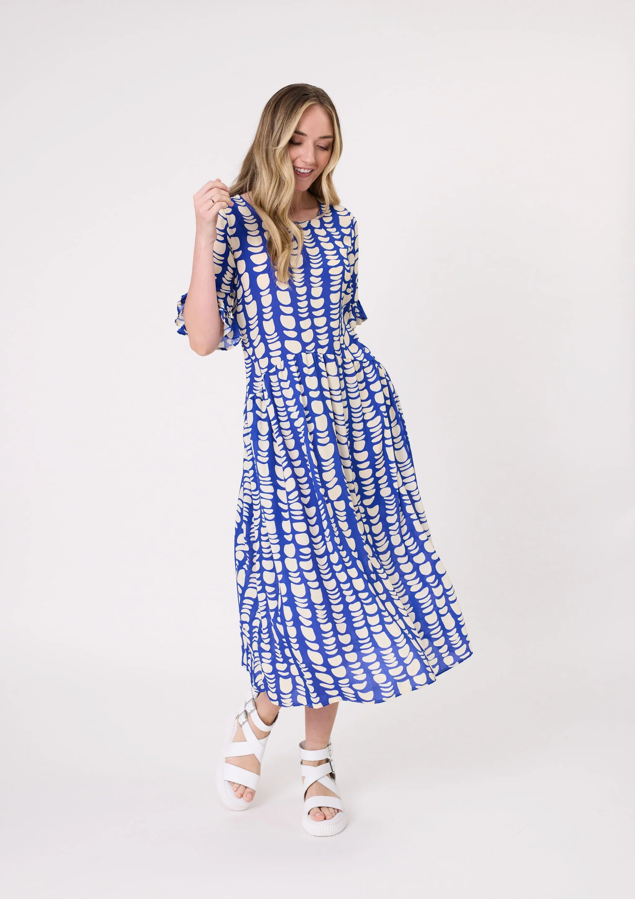 Lemon Tree Madonna Dress Cobalt Print - Image 4