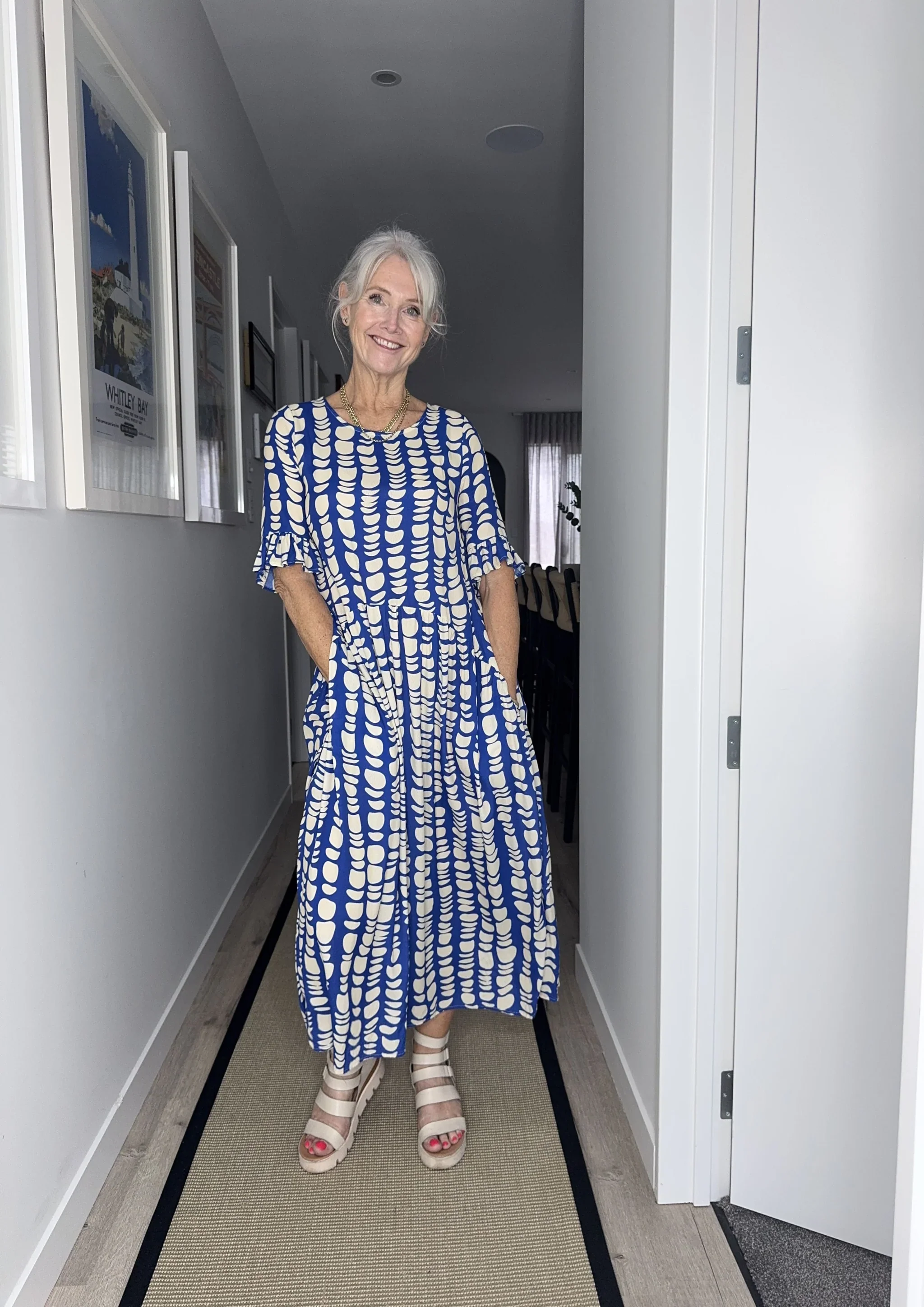 Lemon Tree Madonna Dress Cobalt Print - Image 5