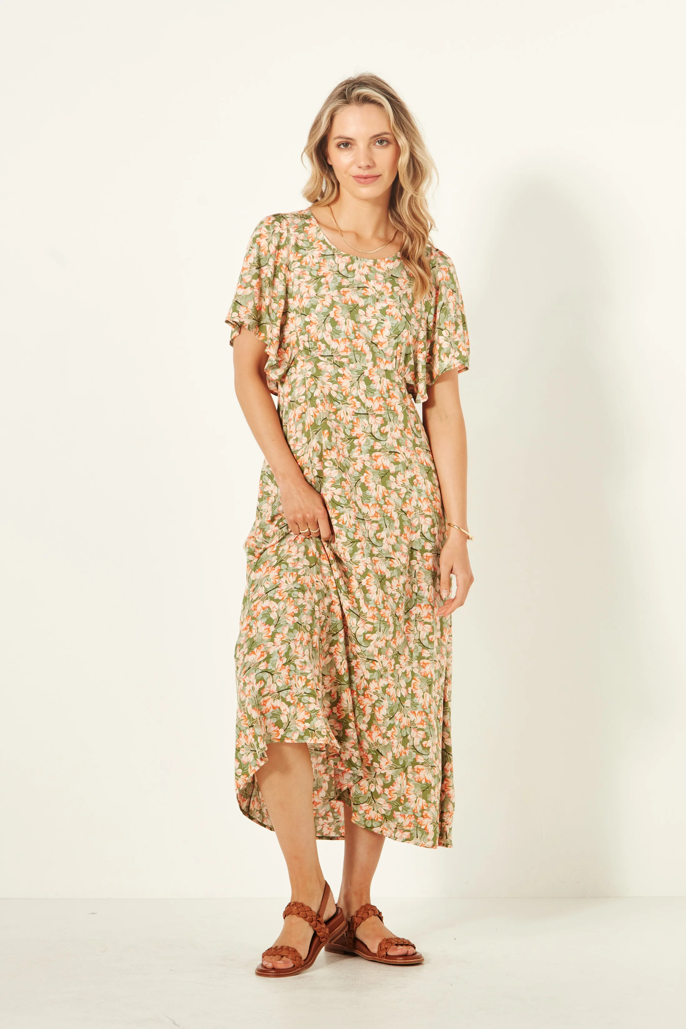 Lemon Tree Mavis Dress Green Tulips - Image 6