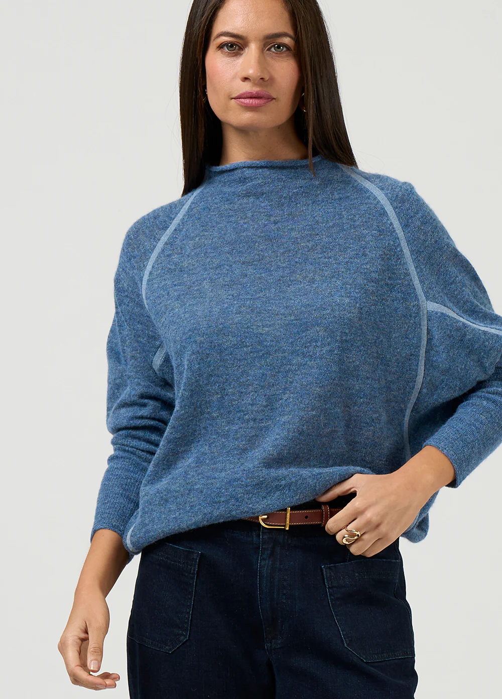Loobies Story Astoria Batwing Sweater - Denim - Image 2
