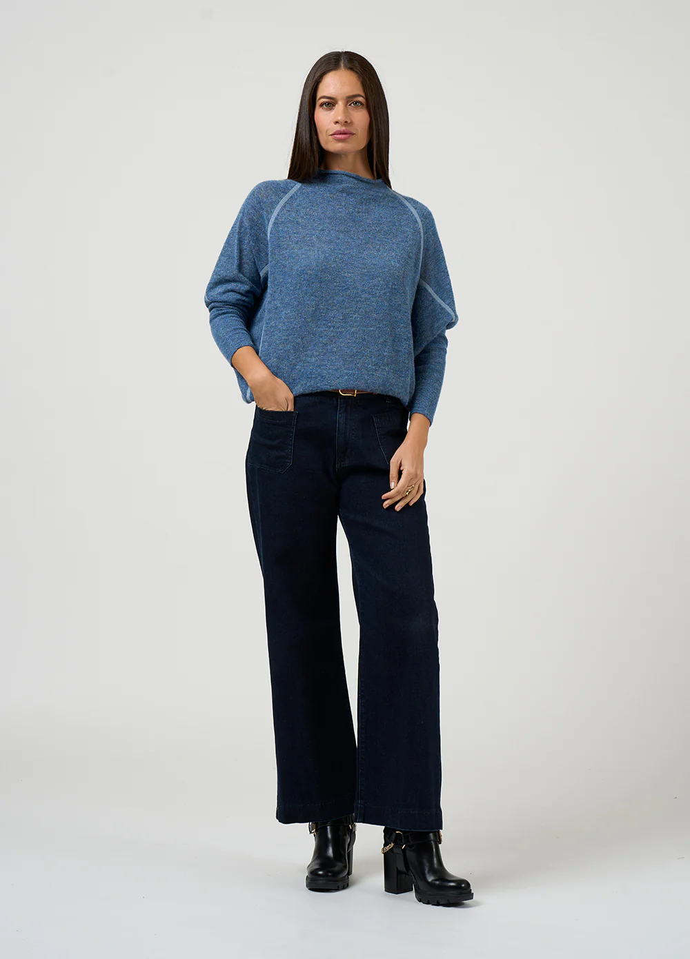 Loobies Story Astoria Batwing Sweater - Denim - Image 3