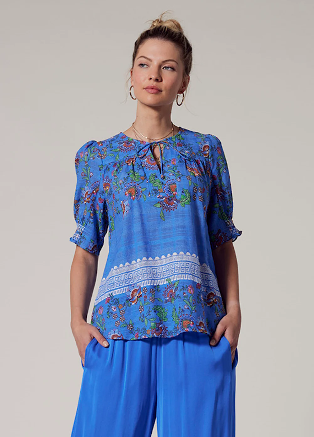Loobies Story Calliope Top - Corfu Blue Multi