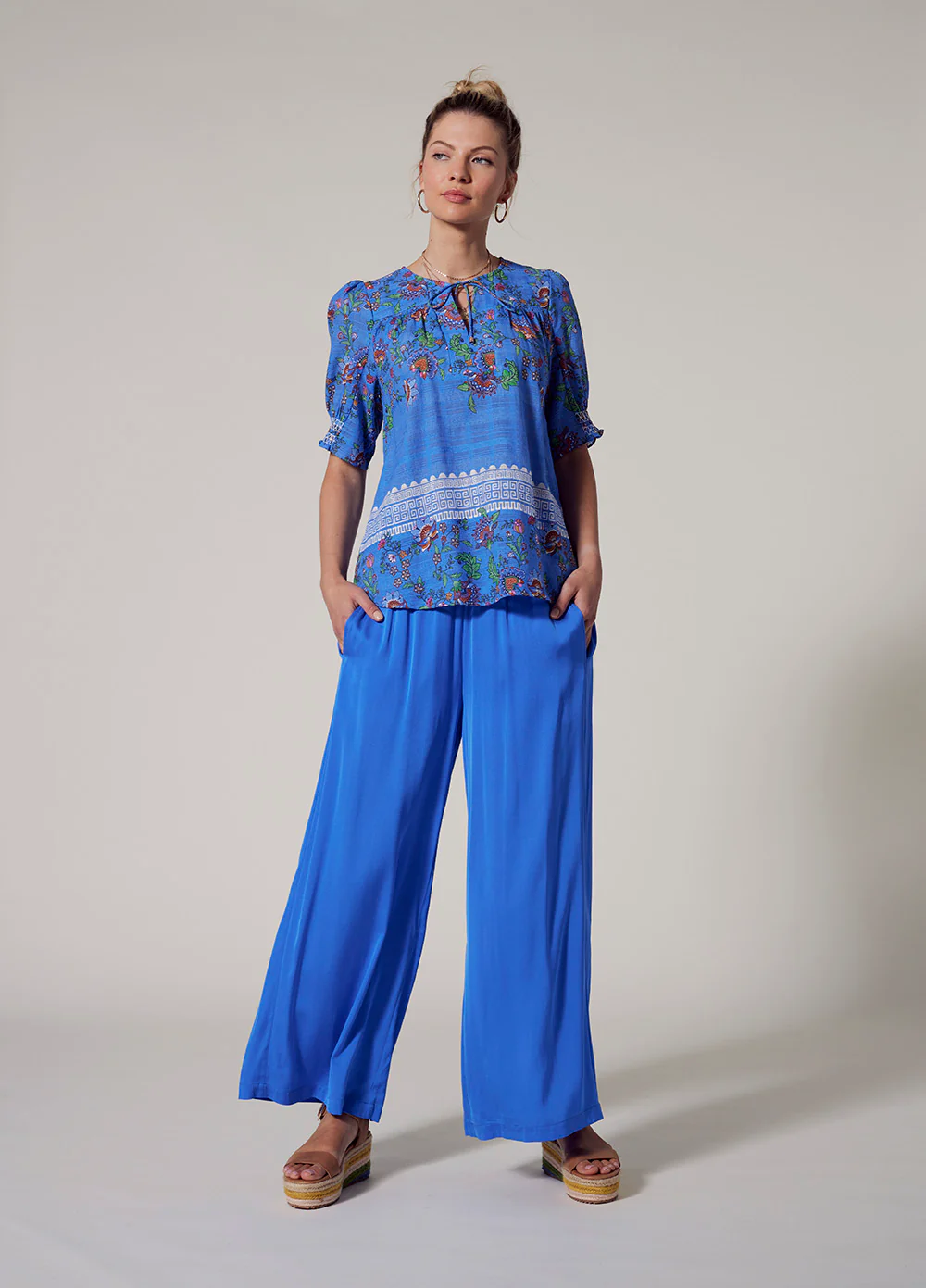 Loobies Story Calliope Top - Corfu Blue Multi - Image 4