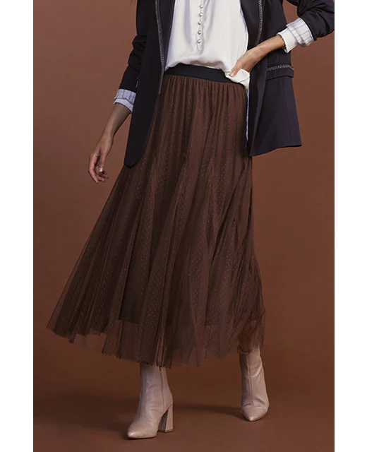 Loobies Story Cora Godet Skirt - Chocolate - Image 3