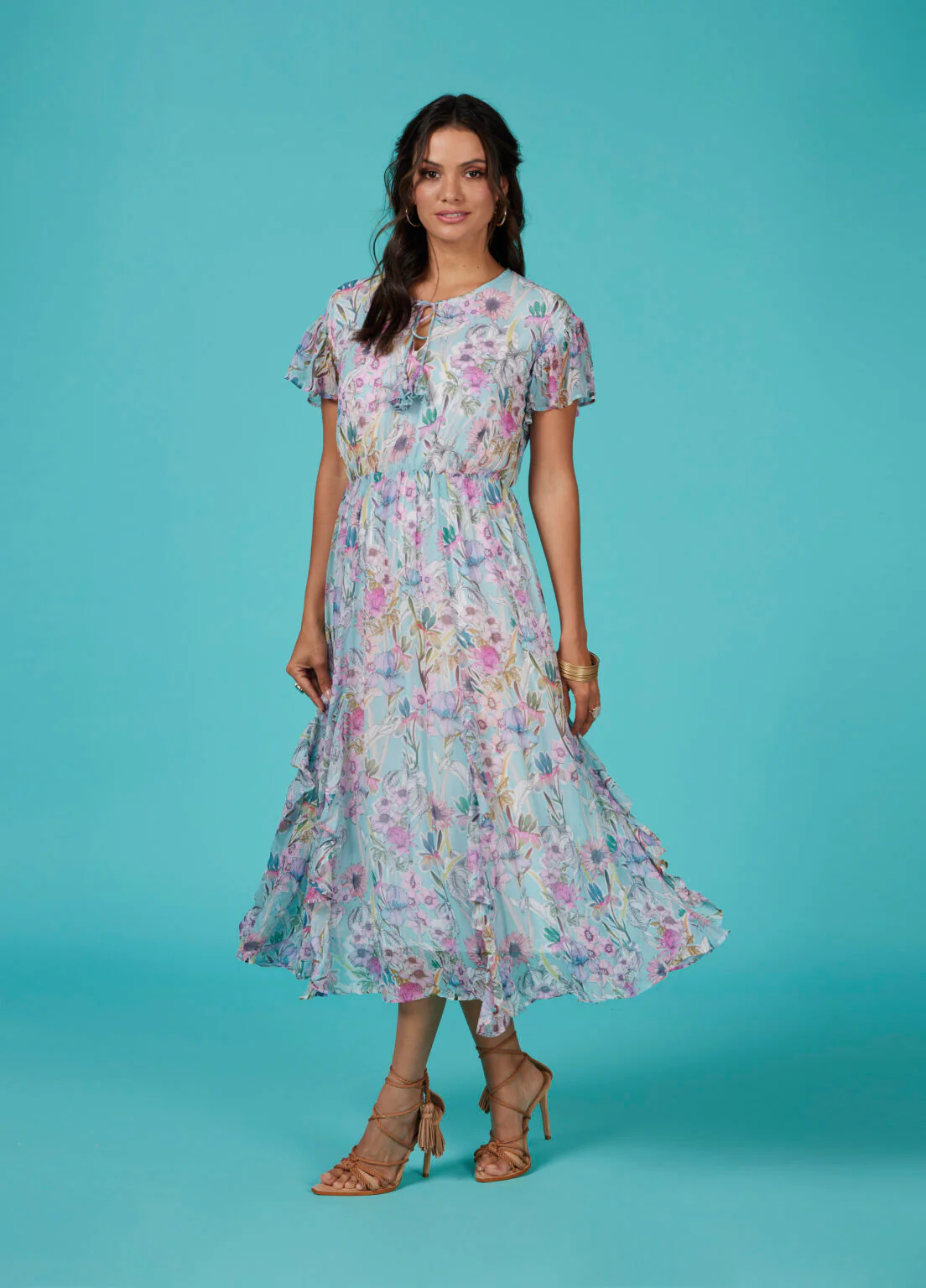 Loobies Story Decoupage Frill Dress-Aqua - Image 2