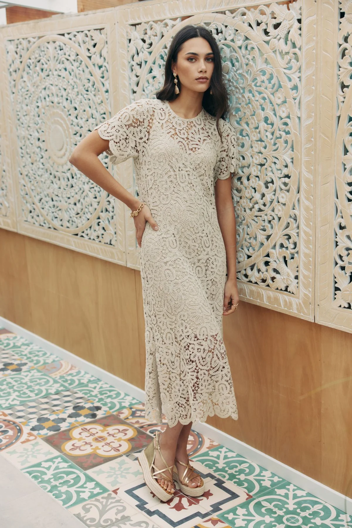 Loobie's Story Harlo Midi Dress-Stone - Image 3