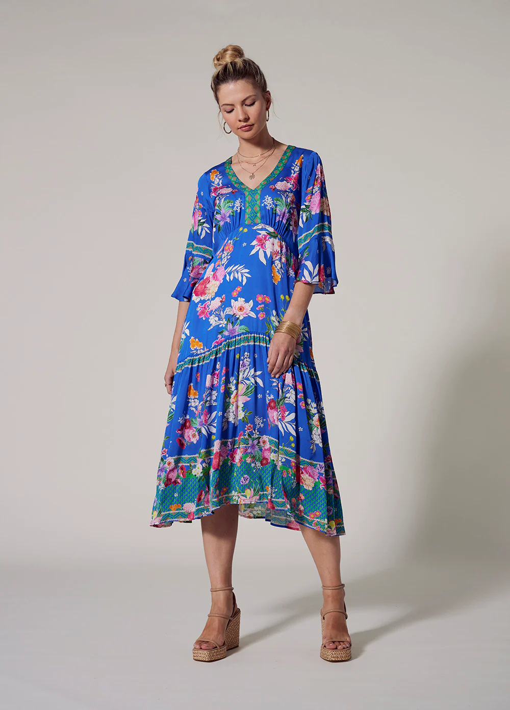 Loobies Story La Fiesta Midi Dress - Corfu Blue - Image 2