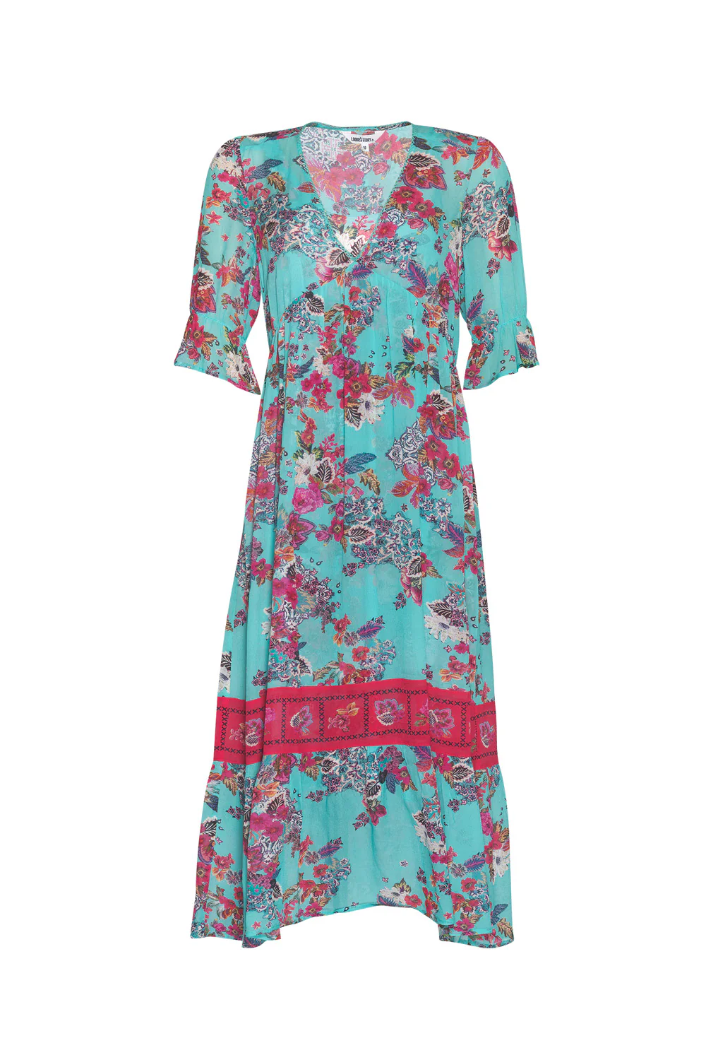 Loobies Story Matera Sheer Midi Dress Aqua - Image 2