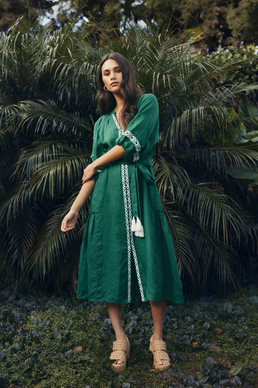 Loobie's Story Maya Midi Dress- Palm Green - Image 2