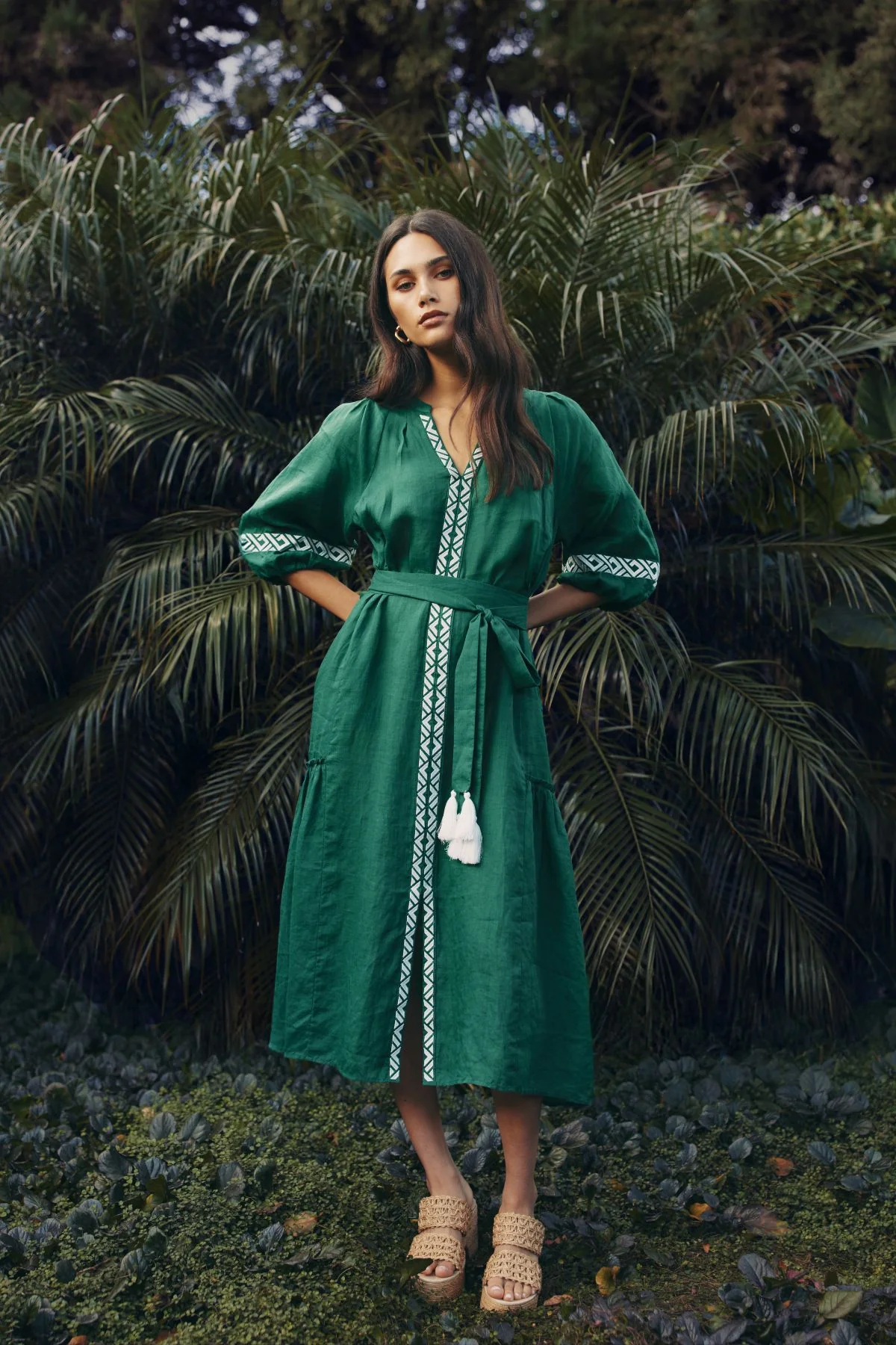 Loobie's Story Maya Midi Dress- Palm Green - Image 3