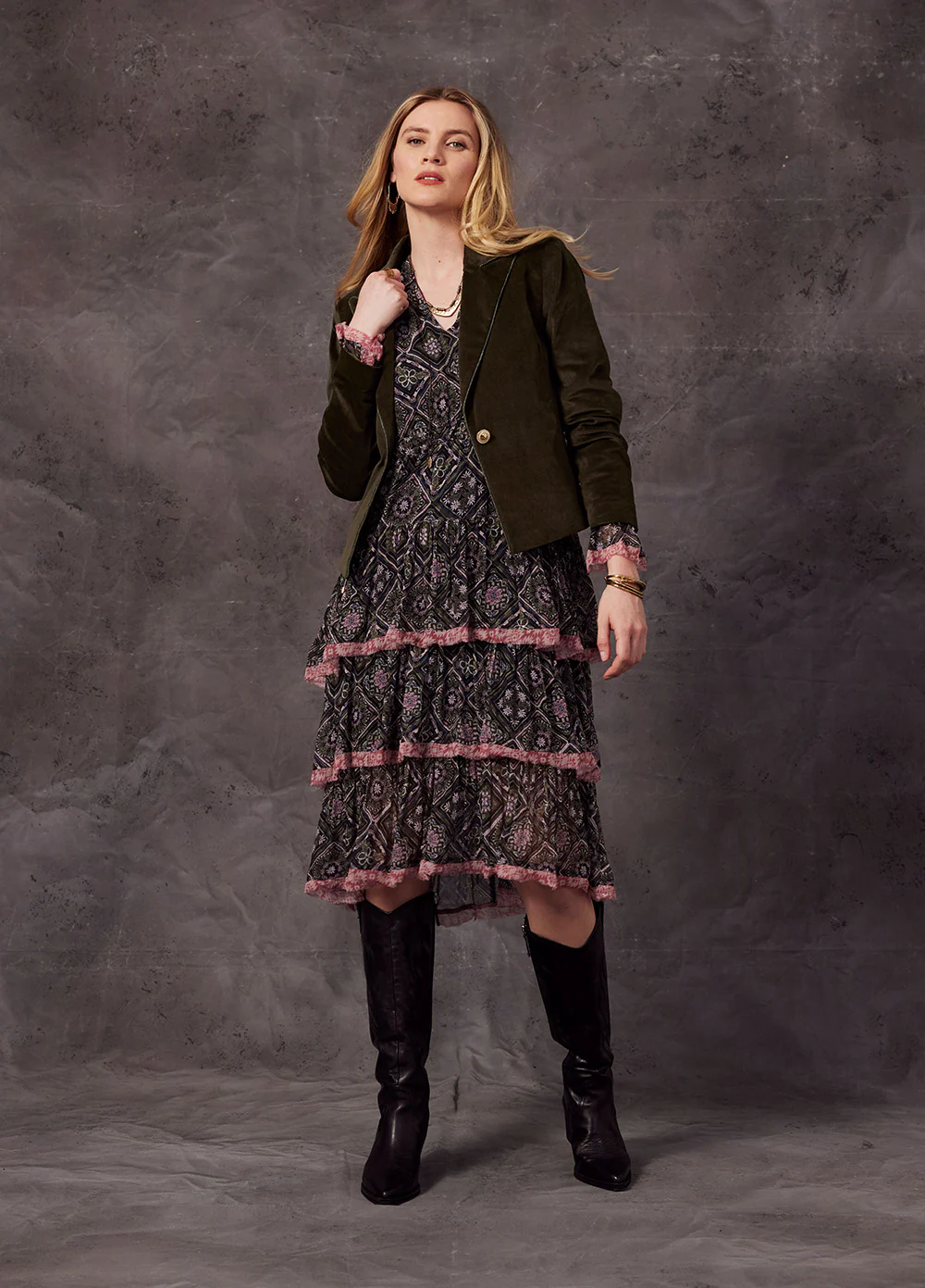 Loobies Story Spirited Dress-Olive/Pink - Image 5