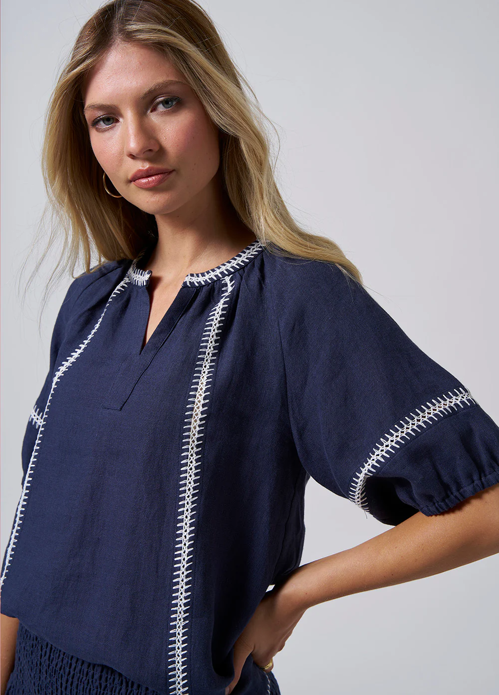 Loobies Story Verena Blouse - Indigo - Image 2