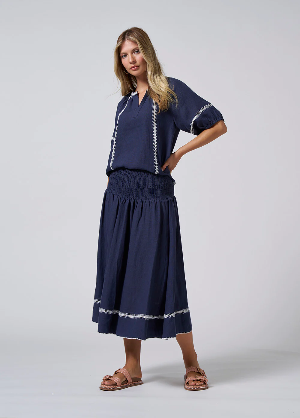 Loobies Story Verena Blouse - Indigo - Image 5
