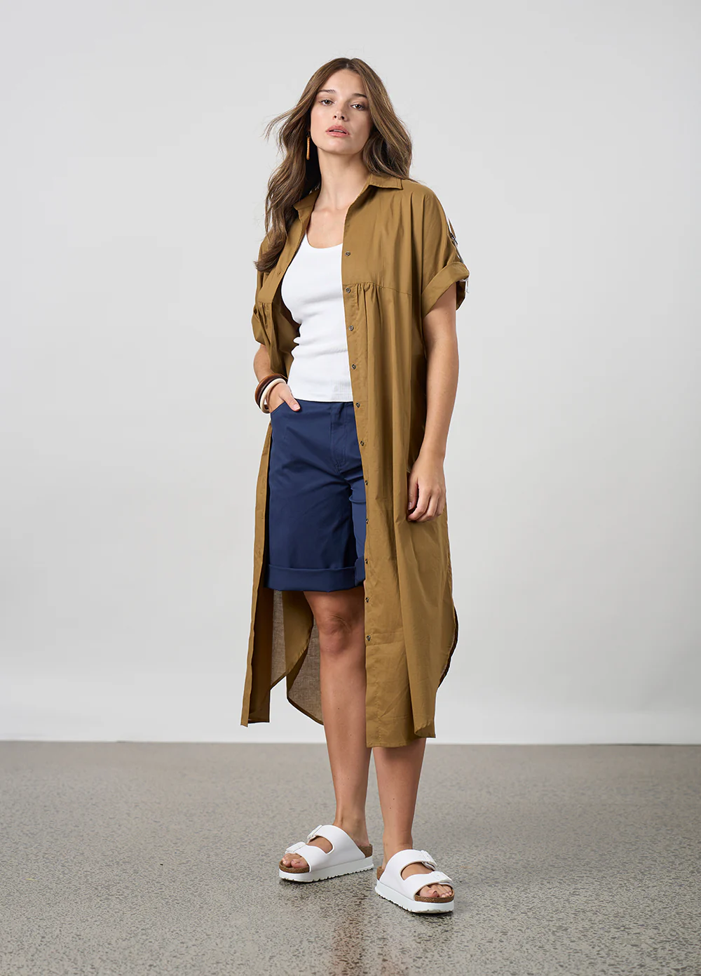 Madly Sweetly Breeze Shirt Dress - Bronze - Image 2