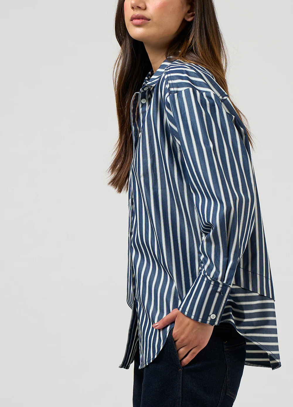 Madly Sweetly Directions Stripe Shirt Navy - Image 2
