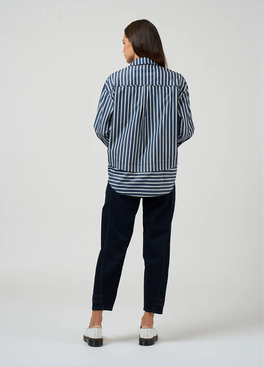 Madly Sweetly Directions Stripe Shirt Navy - Image 3