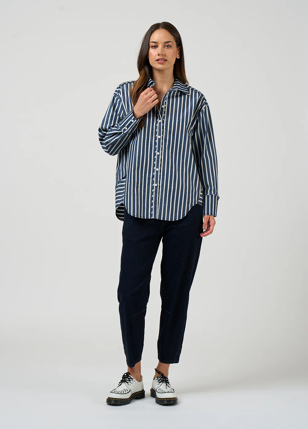 Madly Sweetly Directions Stripe Shirt Navy - Image 5