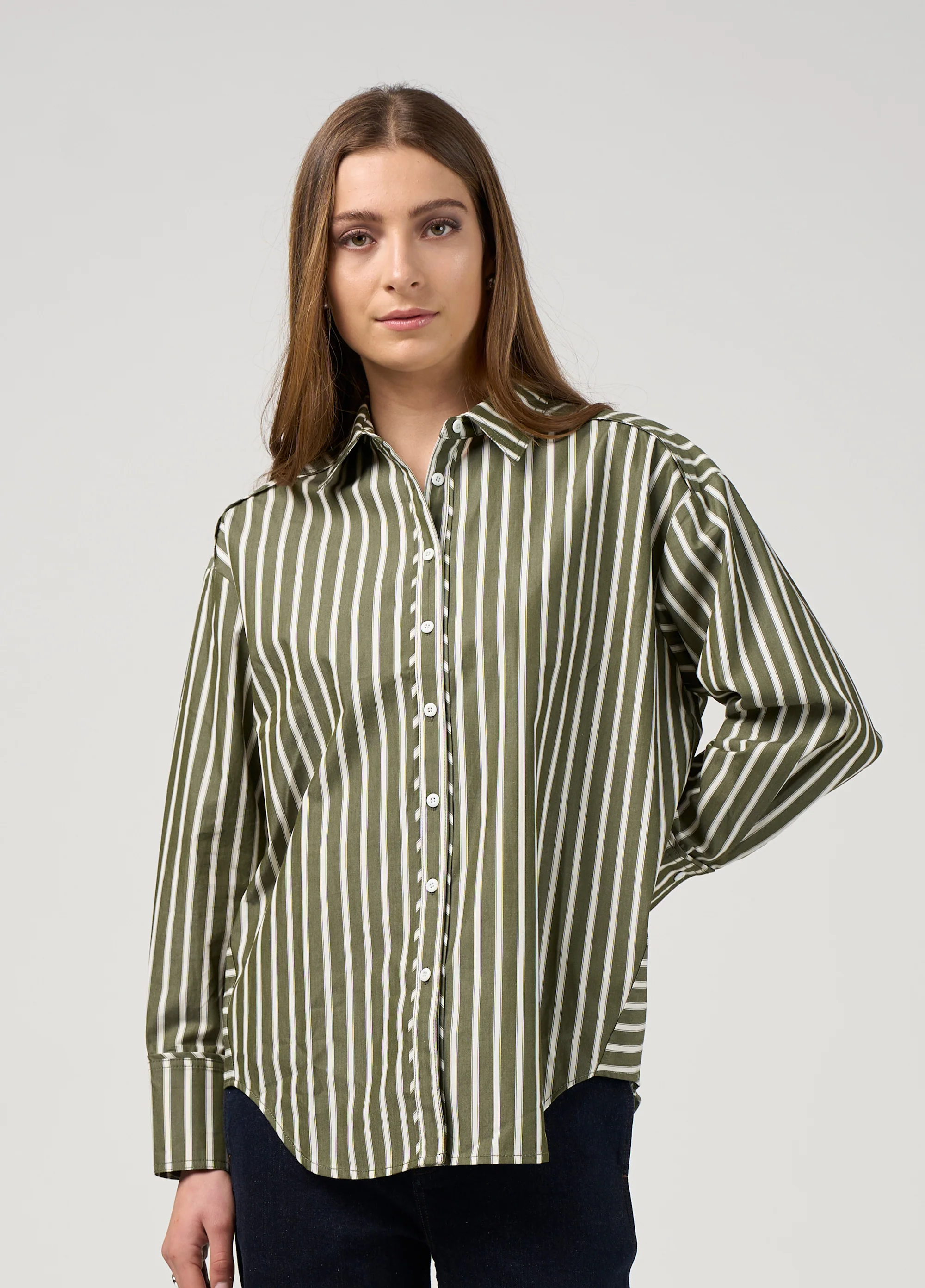 Madly Sweetly Directions Stripe Shirt Sage