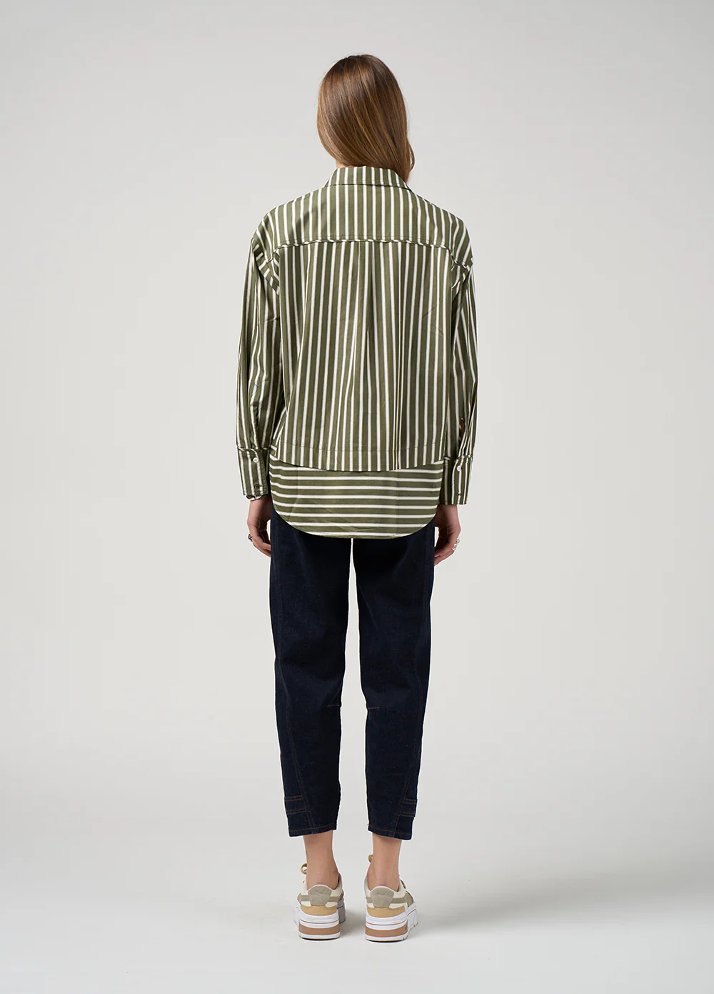 Madly Sweetly Directions Stripe Shirt Sage - Image 4