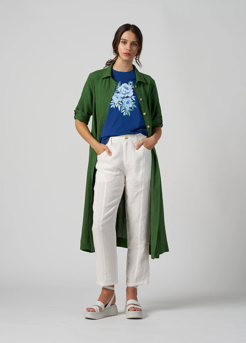 Madly Sweetly Echo Shirt Dress - Bottle - Image 2