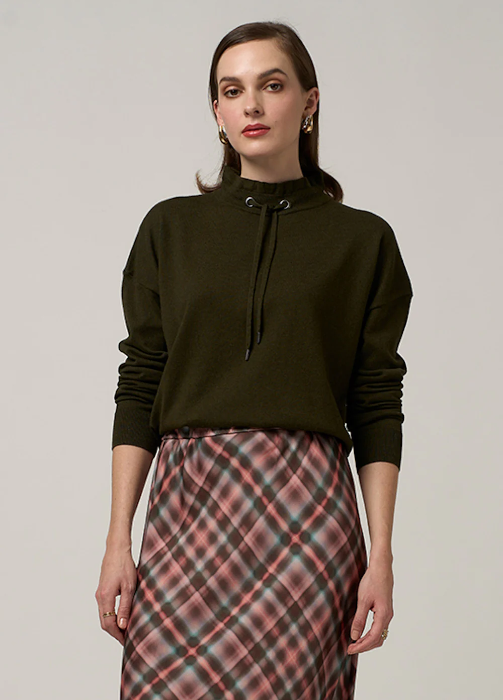 Madly Sweetly Everywear Drawstring Sweater - Khaki