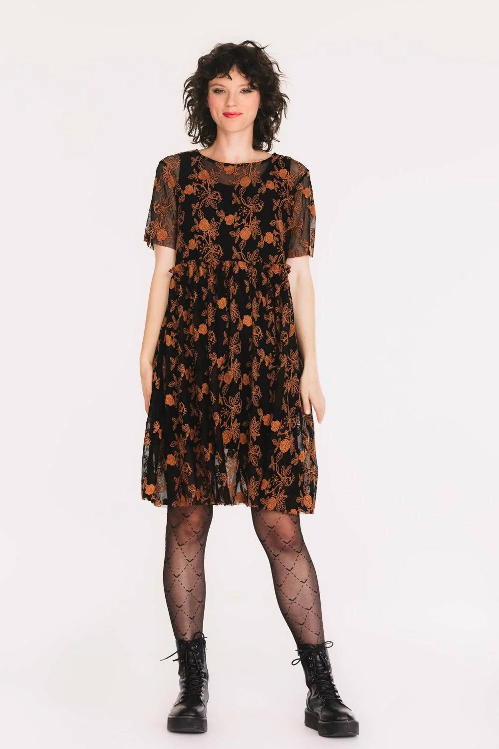 Toby Mela Dress Chocolate Embroidery