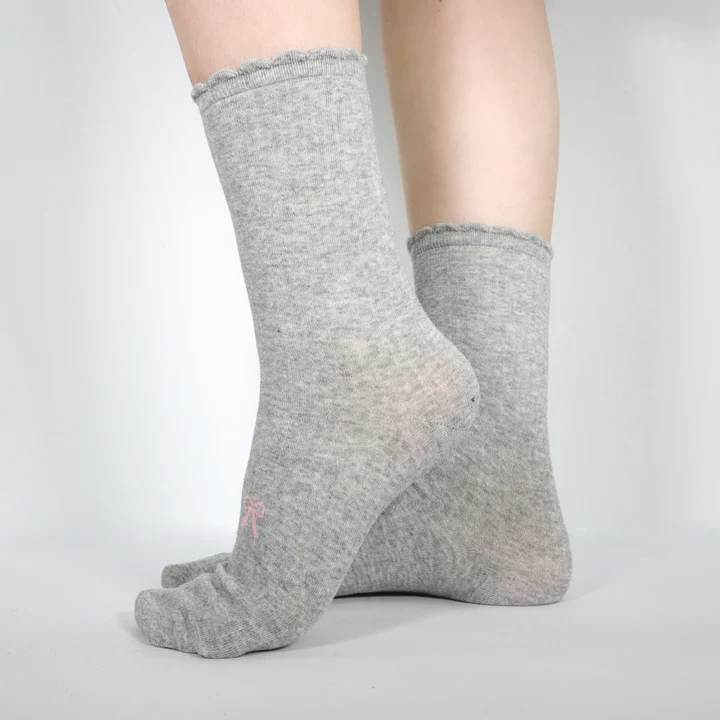 Minx Bow Sock - Grey - Image 3