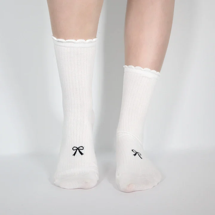 Minx Bow Sock - White