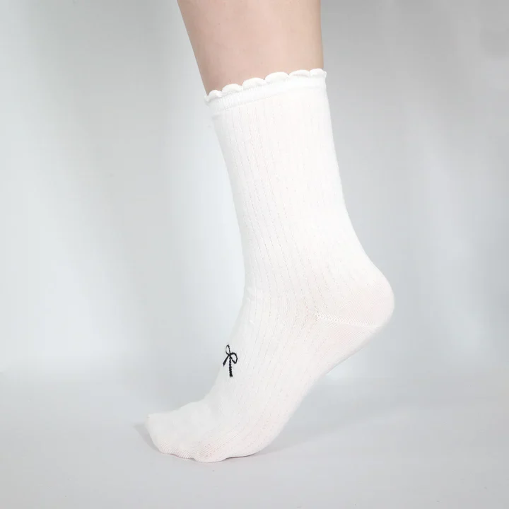 Minx Bow Sock - White - Image 2