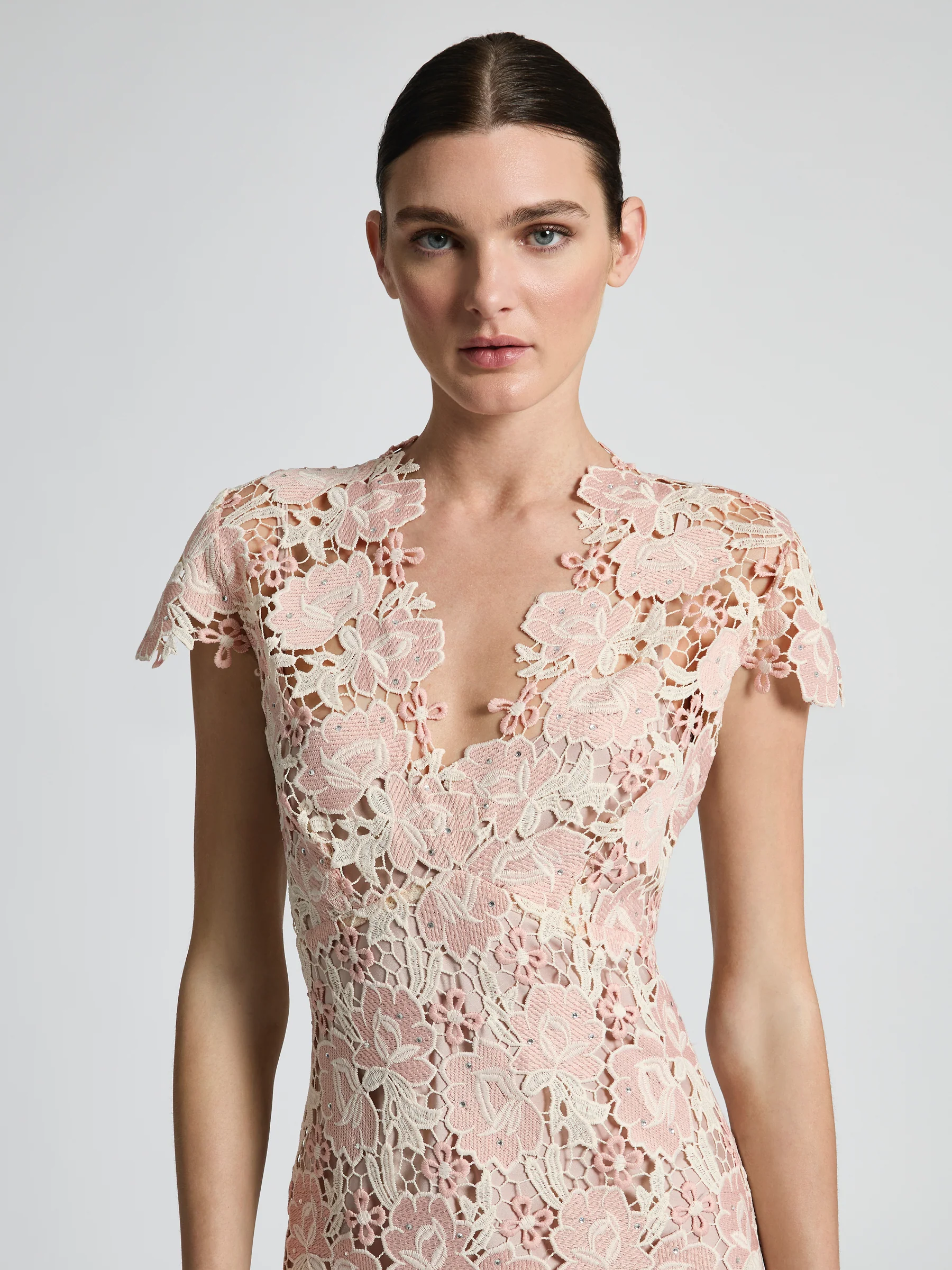 Moss & Spy Belinda Dress-Blush Pink/Cream - Image 3