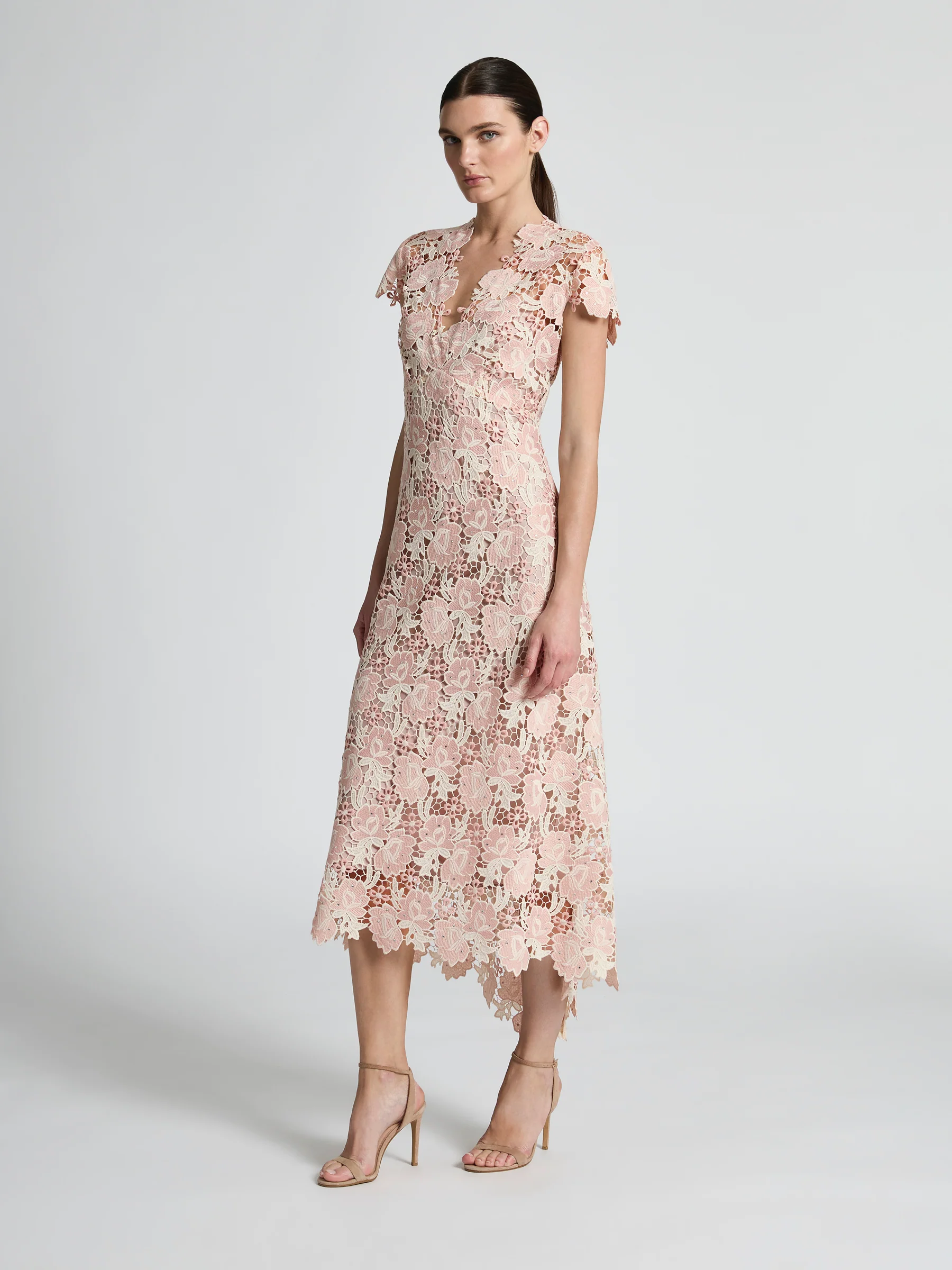 Moss & Spy Belinda Dress-Blush Pink/Cream - Image 4