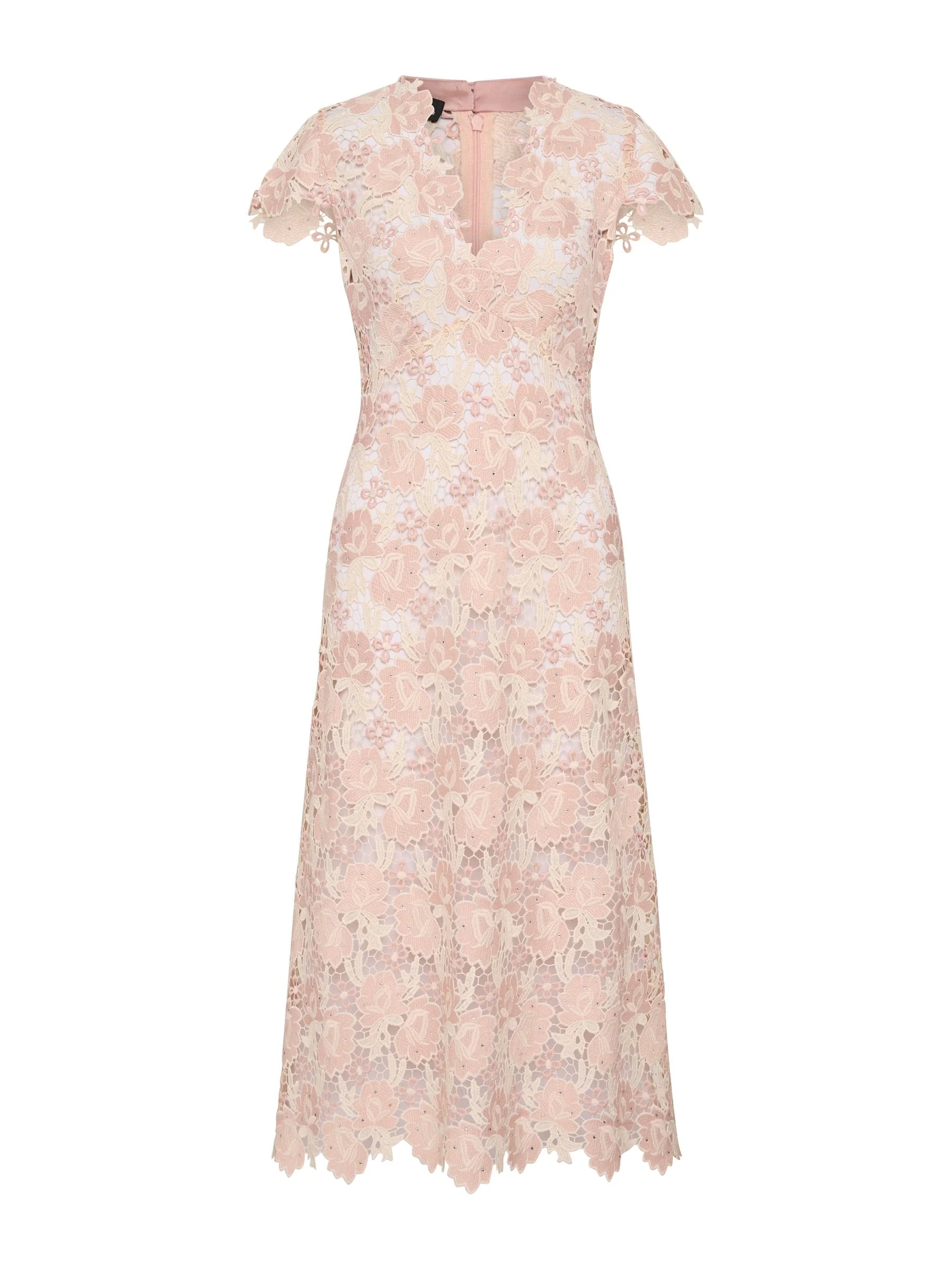 Moss & Spy Belinda Dress-Blush Pink/Cream - Image 6