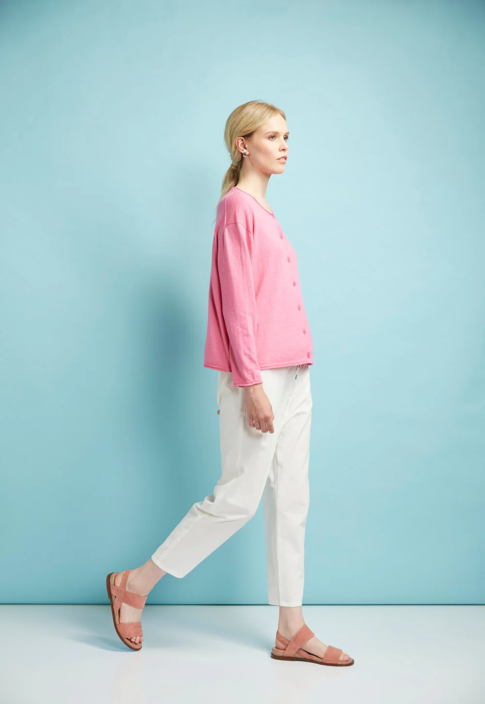 Nineteen/46 Sea Salt Cardi - Blossom Pink