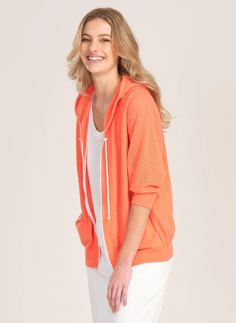 Optimum 3/4 Mesh Hoodie - Papaya - Image 2