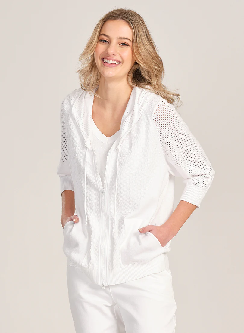 Optimum 3/4 Mesh Hoodie - White
