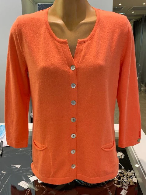 Optimum 3/4 Sleeve Cardi - Papaya