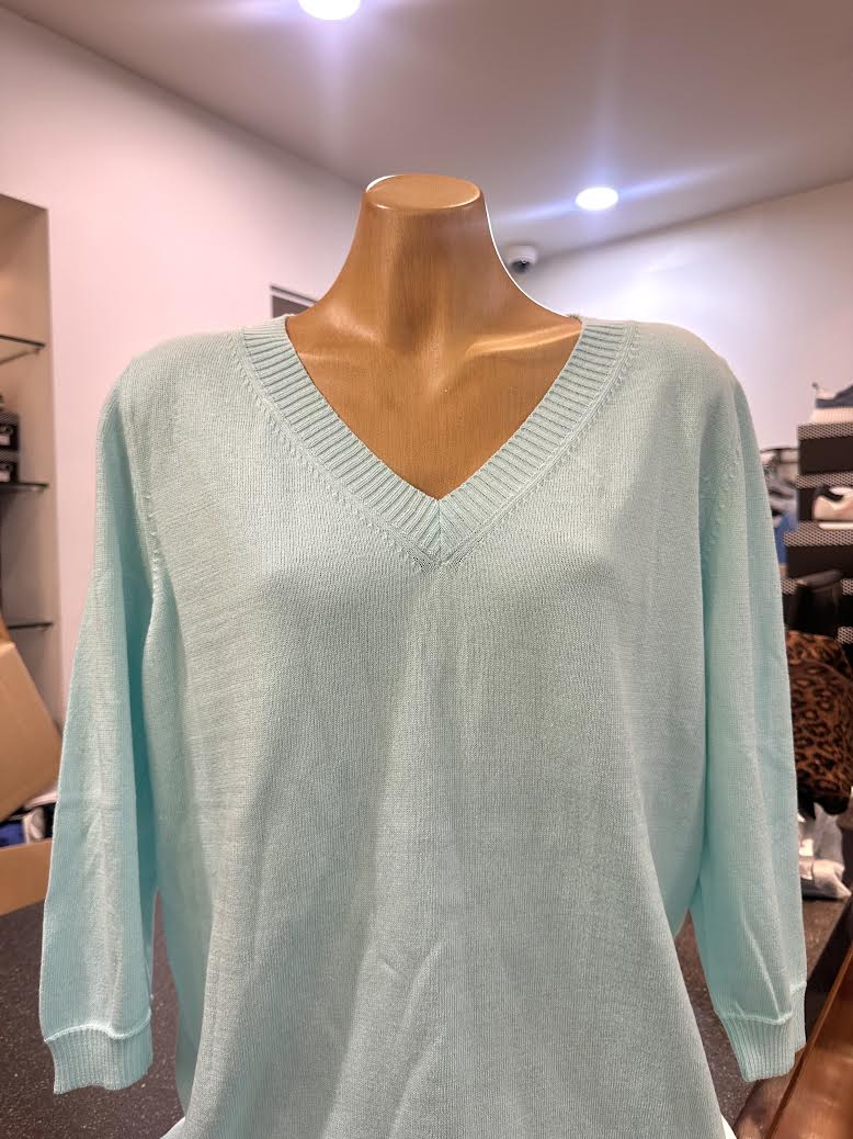 Optimum 3/4 Sleeve V-Neck Top - Eggshell - Image 2