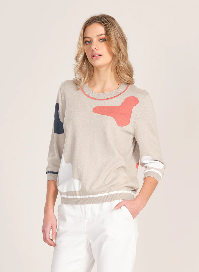 Optimum 3/4 Splodge Top - Linen - Image 2