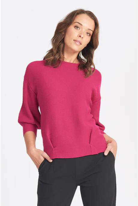 Optimum 3/4 Tulip Sleeve Jumper - Red - Image 4