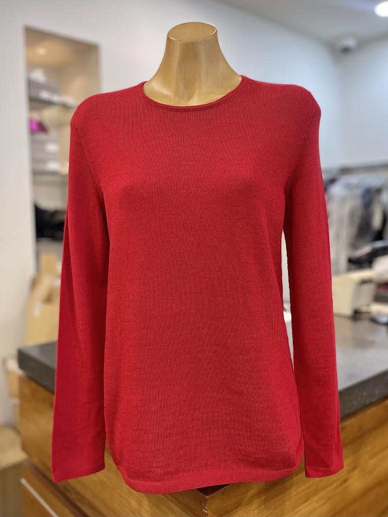 Optimum Merino Crew Neck Top - Raspberry