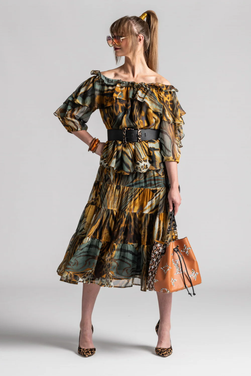 Paula Ryan Animalia Silk Tiered Skirt - Image 3