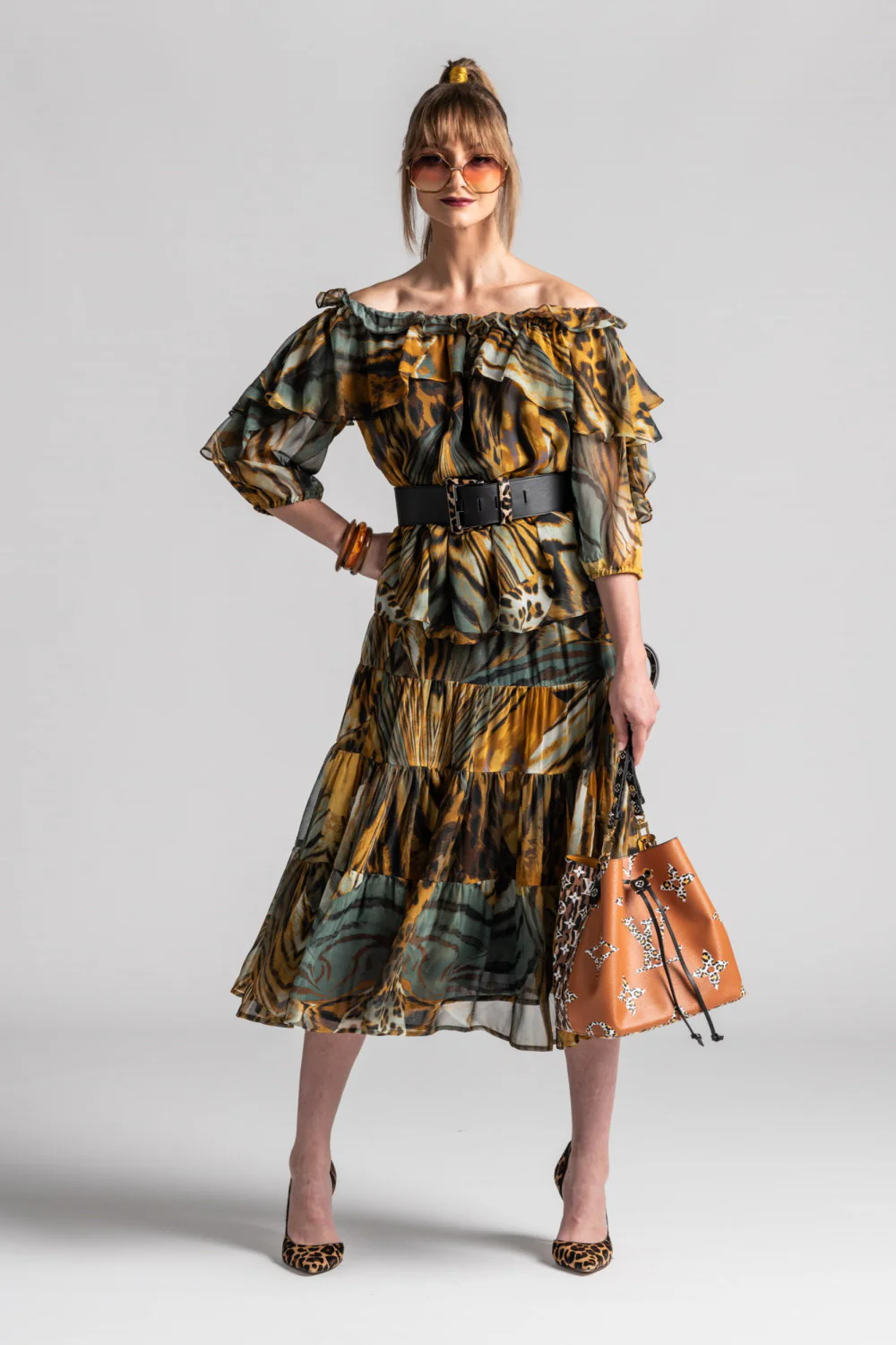 Paula Ryan Animalia Silk Tiered Skirt - Image 4