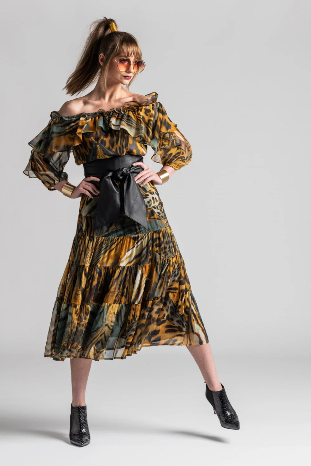 Paula Ryan Animalia Silk Tiered Skirt - Image 5