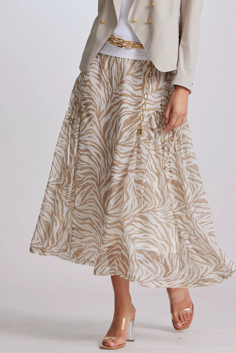 Paula Ryan Arched Skirt - Ivory/Sand