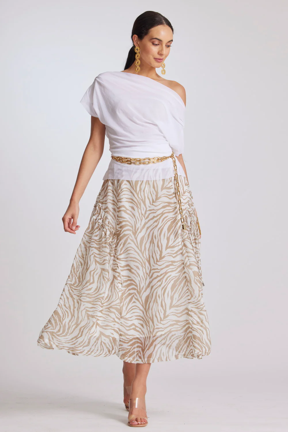 Paula Ryan Arched Skirt - Ivory/Sand - Image 2