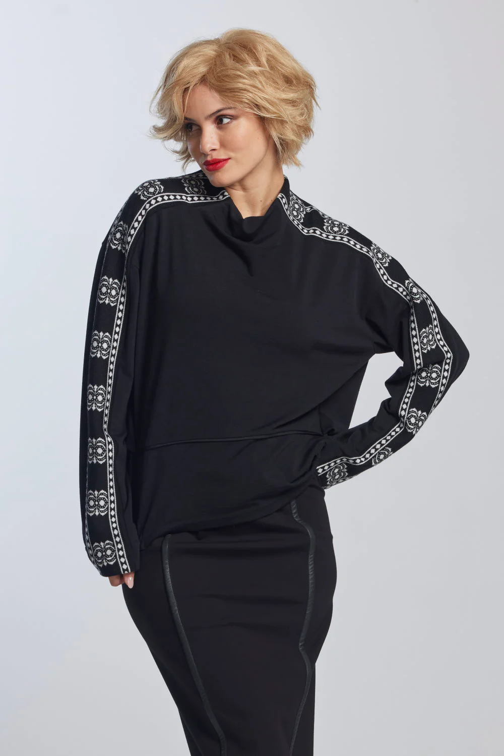 Paula Ryan Banded Shoulder Merino Sweater - Image 2